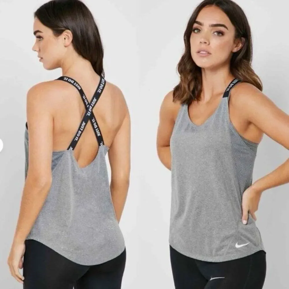 Nike dri-fit elastika tank top grey crisscross size M